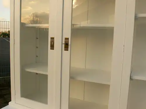Ladenschrank Ladenwand Ladeneinrichtung Büchervitrine weiß 250cm