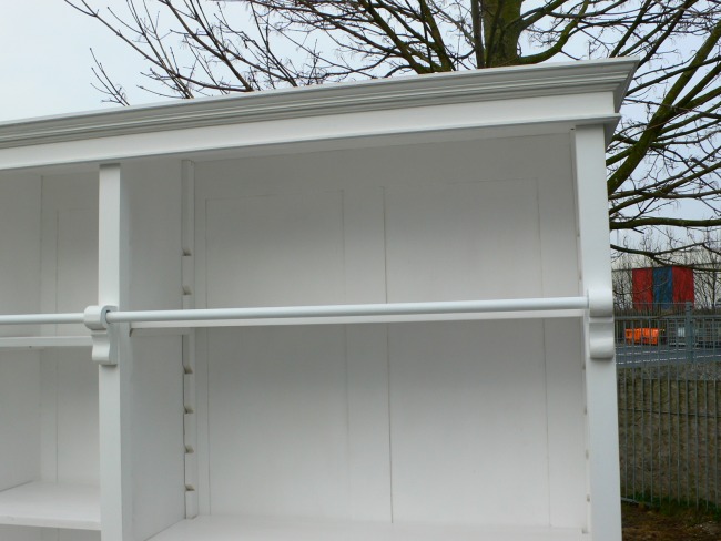 Bibliothek Bücherschrank Bücherwand weiß Ladenwand Verkaufsschrank Nr