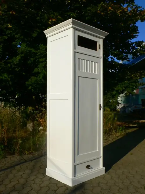 Schmaler Schrank Hochschrank antik Jugendstil im Shabby Look um 1900 Jhd. 8