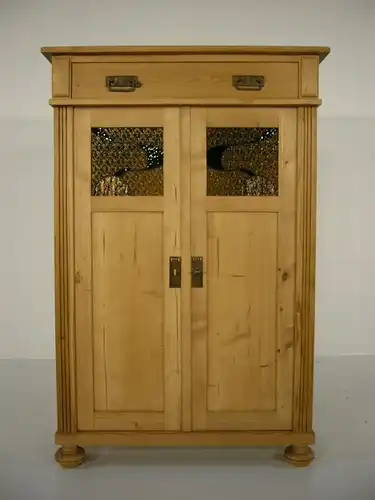 Vertiko Jugendstil Halbschrank Weichholz alt Bleiglas Schrank antik um 1900 Jhd