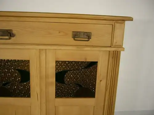 Vertiko Jugendstil Halbschrank Weichholz alt Bleiglas Schrank antik um 1900 Jhd