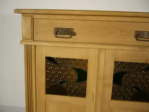 Vertiko Jugendstil Halbschrank Weichholz alt Bleiglas Schrank antik um 1900 Jhd