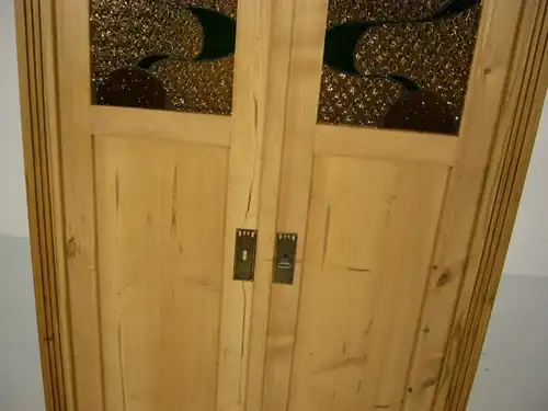 Vertiko Jugendstil Halbschrank Weichholz alt Bleiglas Schrank antik um 1900 Jhd