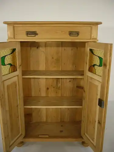 Vertiko Jugendstil Halbschrank Weichholz alt Bleiglas Schrank antik um 1900 Jhd