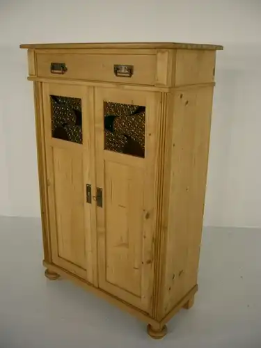 Vertiko Jugendstil Halbschrank Weichholz alt Bleiglas Schrank antik um 1900 Jhd