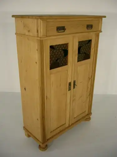 Vertiko Jugendstil Halbschrank Weichholz alt Bleiglas Schrank antik um 1900 Jhd