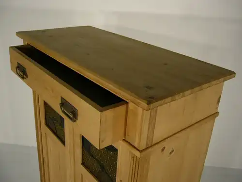 Vertiko Jugendstil Halbschrank Weichholz alt Bleiglas Schrank antik um 1900 Jhd