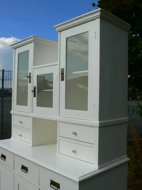 Buffet Küchenschrank Jugendstil weiß Vitrine Schrank um 1900 Jhd. 0