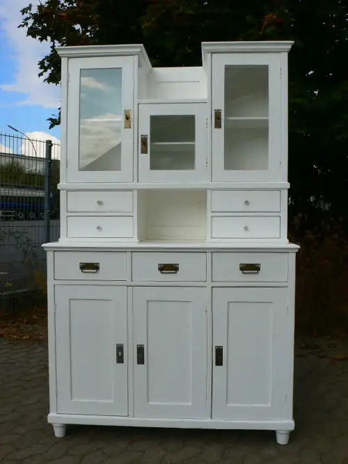 Buffet Küchenschrank Jugendstil weiß Vitrine Schrank um 1900 Jhd. 1