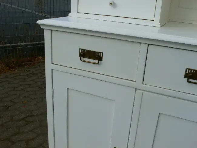 Buffet Küchenschrank Jugendstil weiß Vitrine Schrank um 1900 Jhd. 10