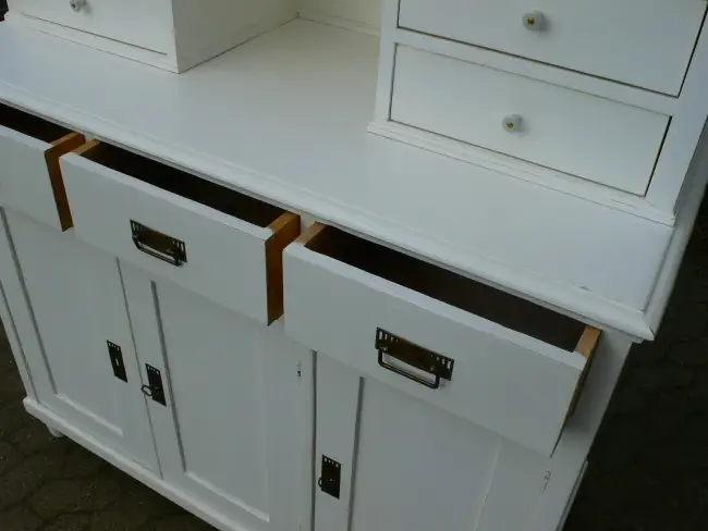 Buffet Küchenschrank Jugendstil weiß Vitrine Schrank um 1900 Jhd. 16