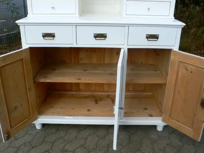 Buffet Küchenschrank Jugendstil weiß Vitrine Schrank um 1900 Jhd. 19