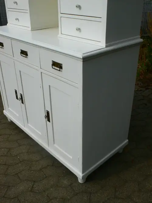 Buffet Küchenschrank Jugendstil weiß Vitrine Schrank um 1900 Jhd. 23