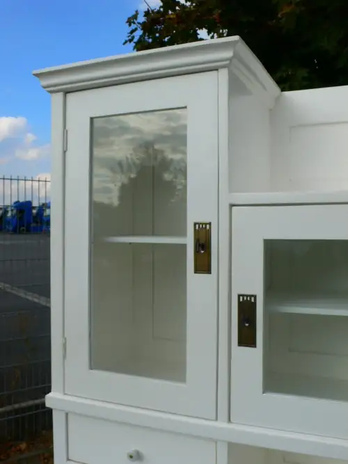 Buffet Küchenschrank Jugendstil weiß Vitrine Schrank um 1900 Jhd. 4