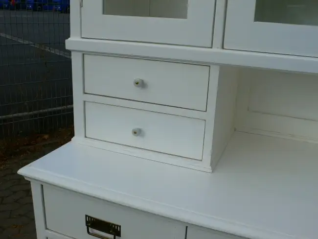 Buffet Küchenschrank Jugendstil weiß Vitrine Schrank um 1900 Jhd. 5