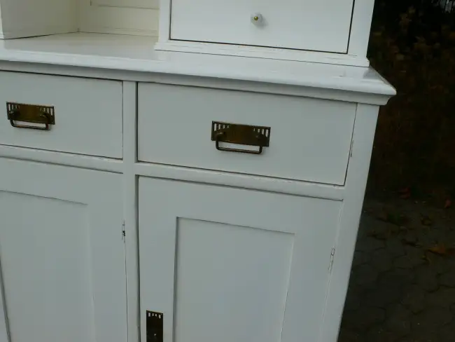 Buffet Küchenschrank Jugendstil weiß Vitrine Schrank um 1900 Jhd. 8
