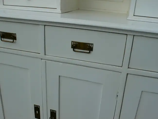 Buffet Küchenschrank Jugendstil weiß Vitrine Schrank um 1900 Jhd. 9