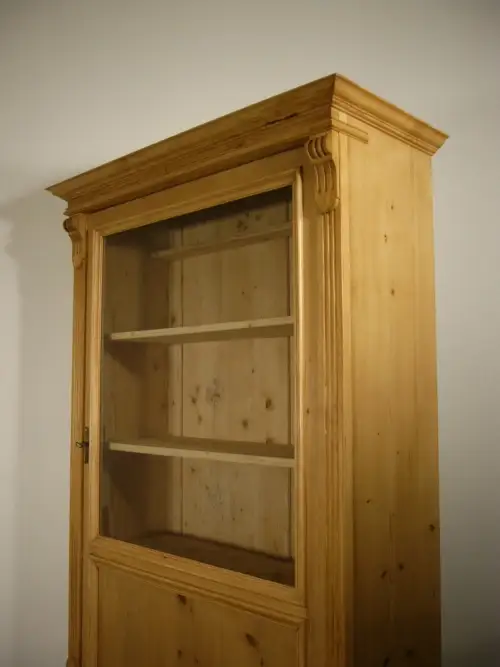 Vitrine Weichholz antik 1 türig Gründerzeit Schrank um 1900 Jhd. 12