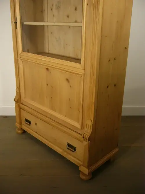 Vitrine Weichholz antik 1 türig Gründerzeit Schrank um 1900 Jhd. 13