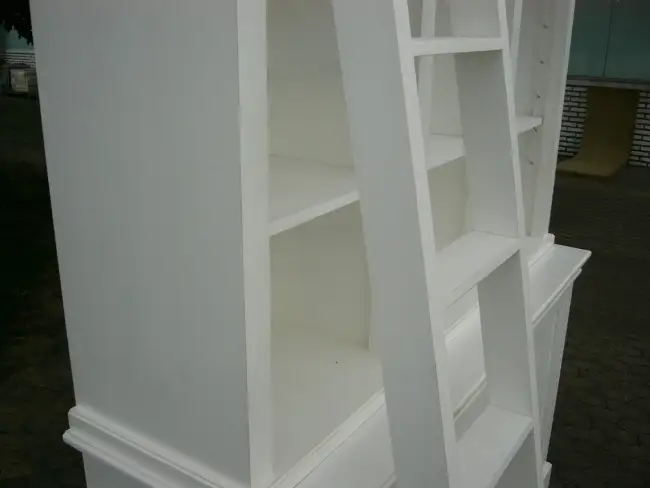 Bibliothek Bücherschrank Bücherregal im Landhaus Look mit Leiter 5