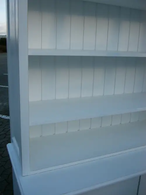 Bibliothek Bücherwand Shabby Look mit Leiter weiß 7