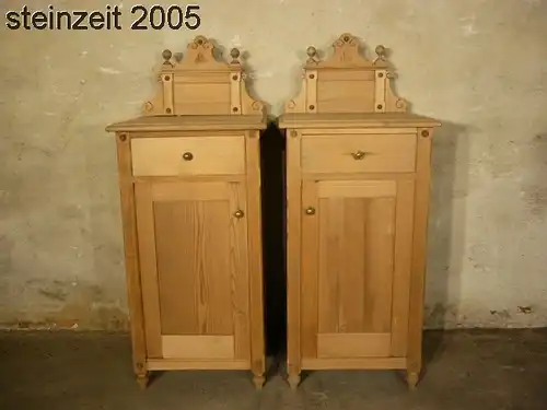 1 Paar Nachttische Nachtschrank antik Weichholz alt Jugendstil um 1900 Jhd.