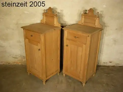 1 Paar Nachttische Nachtschrank antik Weichholz alt Jugendstil um 1900 Jhd.