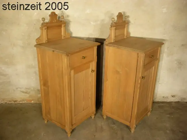 1 Paar Nachttische Nachtschrank antik Weichholz alt Jugendstil um 1900 Jhd. 8