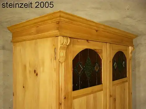 Schrank antik Gründerzeit Weichholz Bleiglas Dielenschrank um 1900 Jhd.