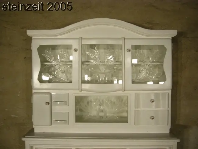 Buffet Art Déco geschliffenes Glas antik Küchenschrank weiß um 1930 Jhd. 1