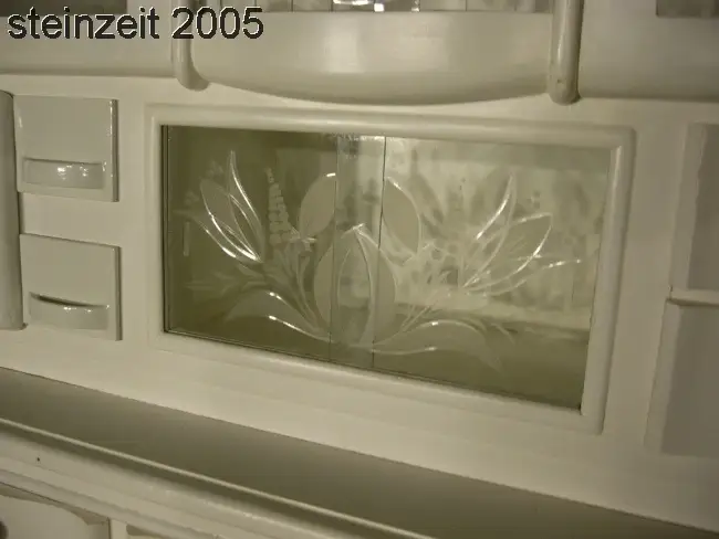 Buffet Art Déco geschliffenes Glas antik Küchenschrank weiß um 1930 Jhd. 8