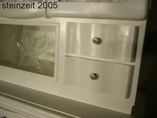 Buffet Art Déco geschliffenes Glas antik Küchenschrank weiß um 1930 Jhd.