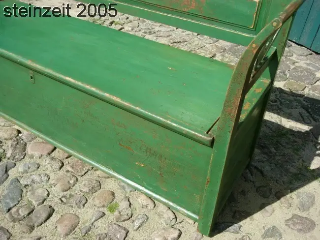 Bank Truhenbank Sitzbank antik original im Shabby Look restauriert um 1850 Jhd. 7