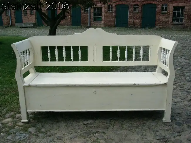 Bank Truhenbank Sitzbank antik original im Shabby Chic Look um 1900 Jhd. 0