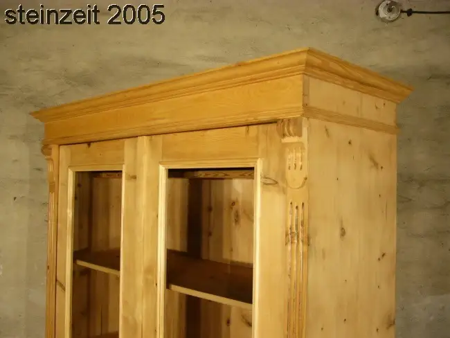 Vitrine antik Gründerzeit Weichholz Glas Schrank traumhaft um 1900 10