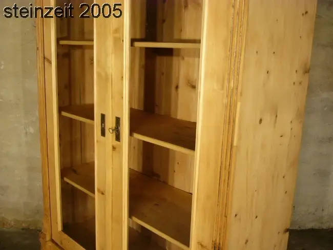 Vitrine antik Gründerzeit Weichholz Glas Schrank traumhaft um 1900 11