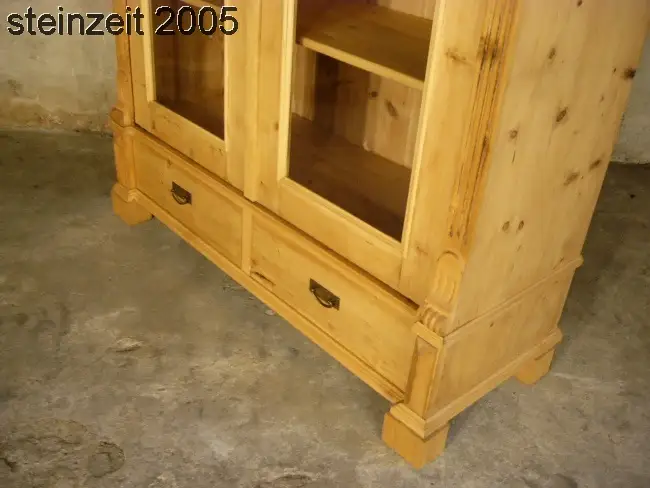 Vitrine antik Gründerzeit Weichholz Glas Schrank traumhaft um 1900 12