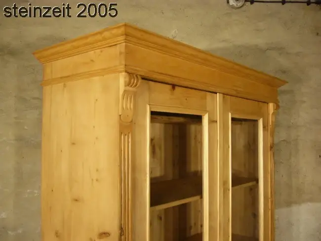 Vitrine antik Gründerzeit Weichholz Glas Schrank traumhaft um 1900 13