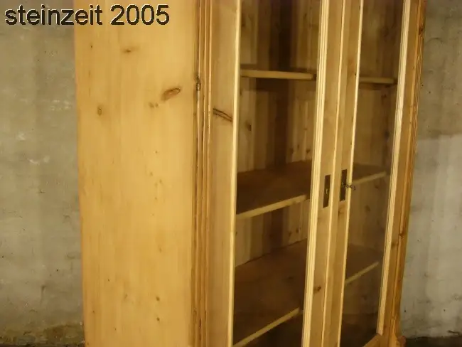 Vitrine antik Gründerzeit Weichholz Glas Schrank traumhaft um 1900 14