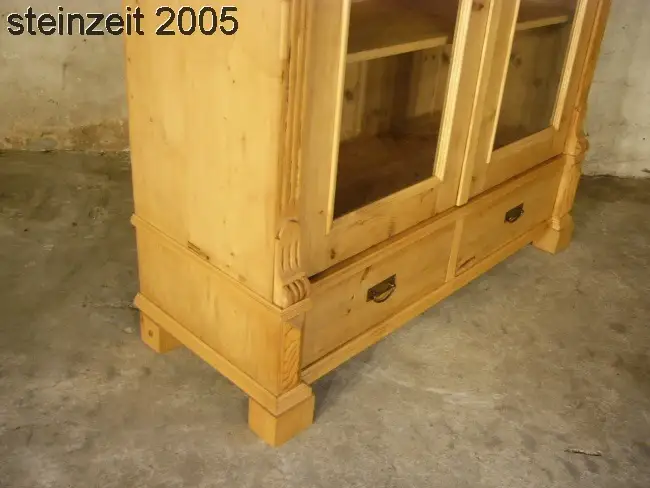 Vitrine antik Gründerzeit Weichholz Glas Schrank traumhaft um 1900 15