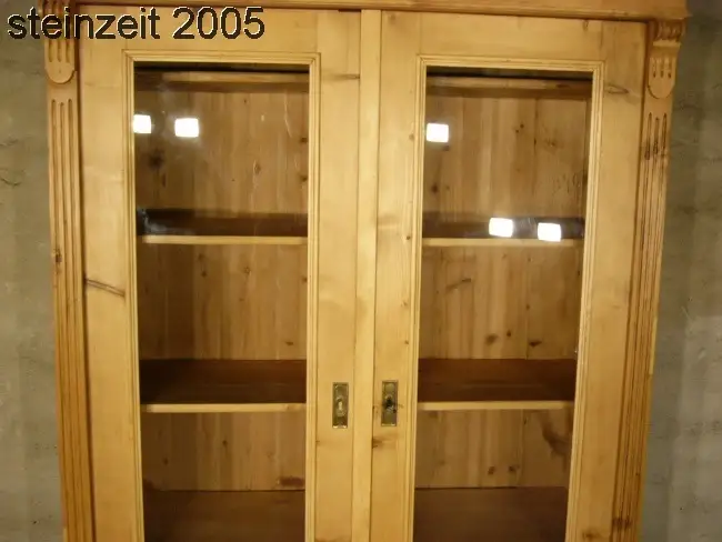 Vitrine antik Gründerzeit Weichholz Glas Schrank traumhaft um 1900 4