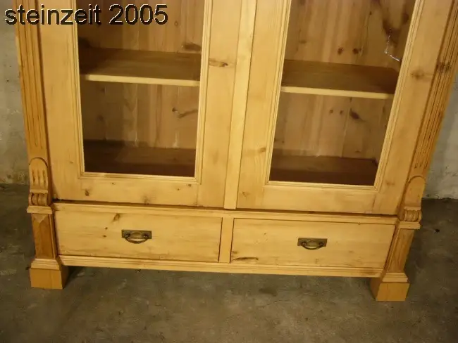 Vitrine antik Gründerzeit Weichholz Glas Schrank traumhaft um 1900 5