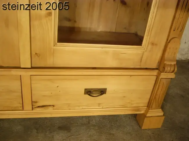 Vitrine antik Gründerzeit Weichholz Glas Schrank traumhaft um 1900 6