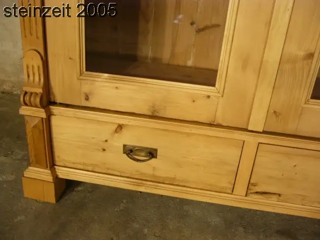 Vitrine antik Gründerzeit Weichholz Glas Schrank traumhaft um 1900 7