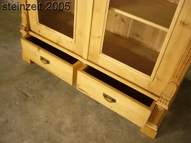 Vitrine antik Gründerzeit Weichholz Glas Schrank traumhaft um 1900 8