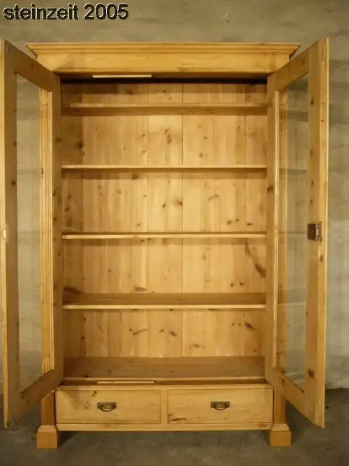 Vitrine antik Gründerzeit Weichholz Glas Schrank traumhaft um 1900 9
