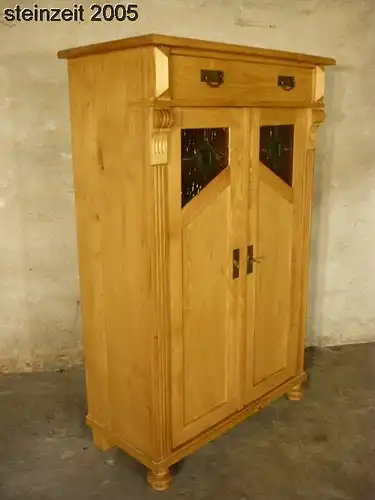 Vertiko antik Gründerzeit Bleiglas Kommode Schrank um 1900