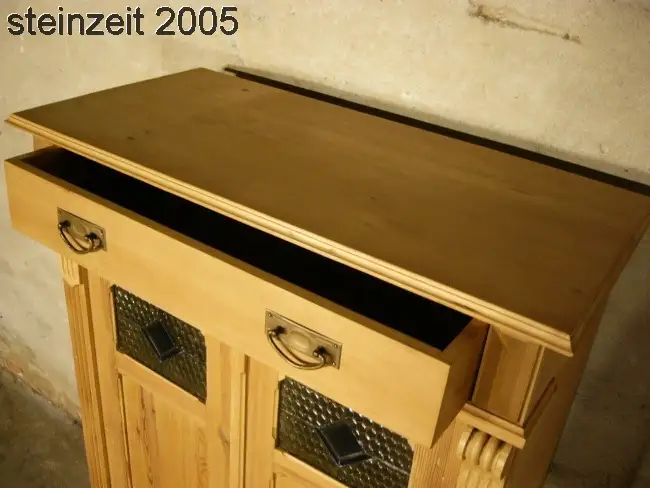 Vertiko Weichholz antik Bleiglas Kommode Schrank um 1900 5