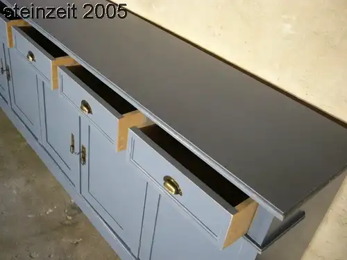 Anrichte Sideboard lang blau Raumteiler massiv Jugendstil Stil