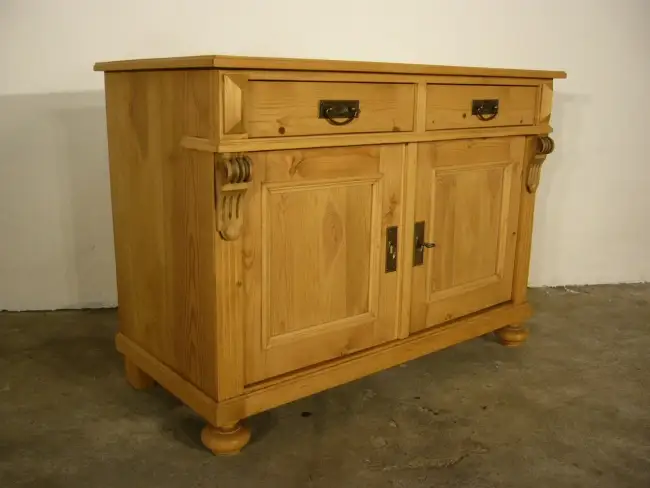 Kommode 2 türig antik Gründerzeit Weichholz Sideboard um 1900 7